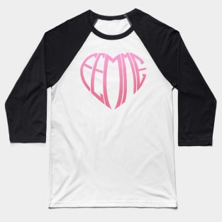 Pink Ombre Femme Heart Baseball T-Shirt